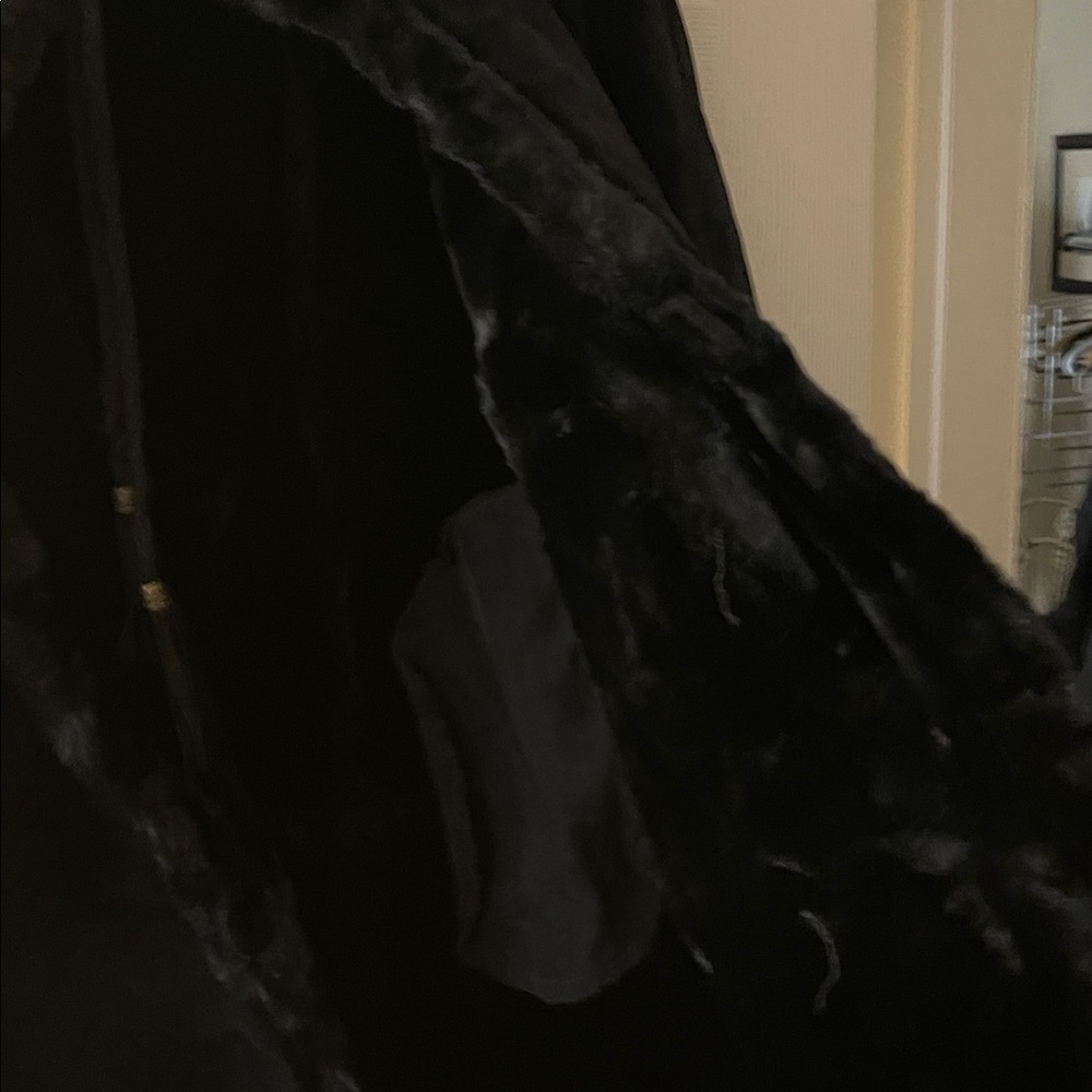 Gallery Black Leather(Suede)Button Front Winter Coat. Size M - Picture 6 of 10